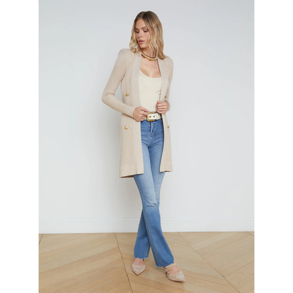 L'Agence Noe Double-Breasted Cardigan Pecan L - Picture 3 of 11